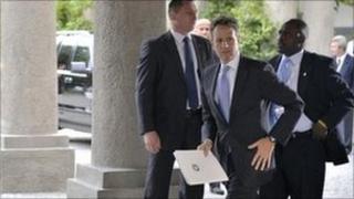 Timothy Geithner arrives at Wroclaw for meeting