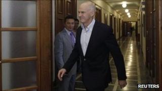 Greek PM George Papandreou in parliament - 15 September