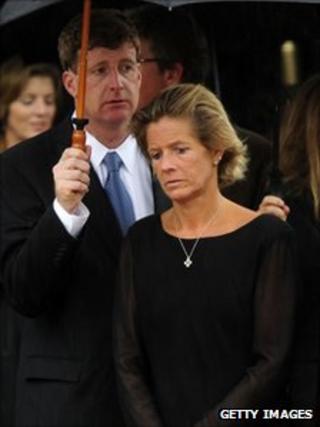 Patrick and Kara Kennedy at their father's funeral - 29 August 2009
