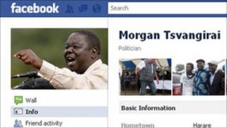 Screengrab from Morgan Tsvangirai's Facebook page