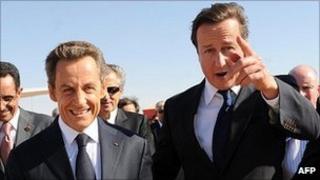 Nicolas Sarkozy and David Cameron in Libya