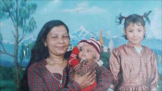 Sarita Bhujel with her baby daughter before she went to the orphanage