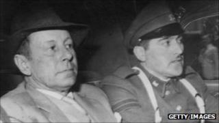 Walther Rauff, left, and a Chilean policeman