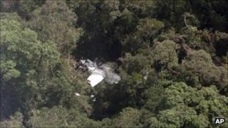 The wreckage of the Casa plane near Bahorok