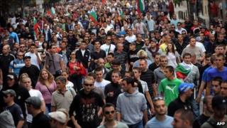 Anti-Roma protest in Sofia, Bulgaria - 1 October 2011