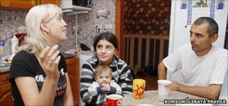 From left to right: Yuliya, Irina with her brother and Irina's biological father