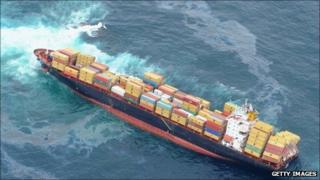 MV Rena stranded on reef off coast of New Zealand - 13 October 2011
