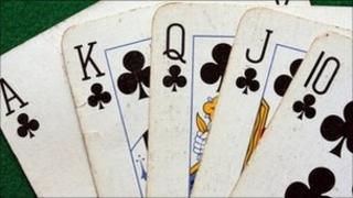 A royal flush hand in poker