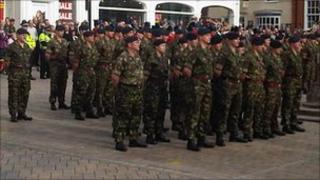 101 Engineer Regiment (EOD) on parade through Saffron Walden