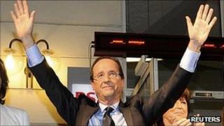 Francois Hollande celebrates victory