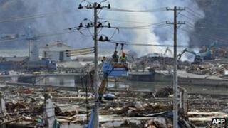 Devastation in Miyagi prefecture in Japan