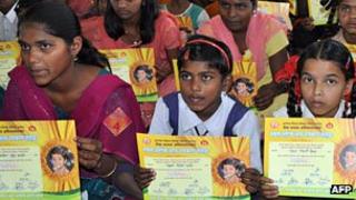 Girls at an Indian renaming ceremony