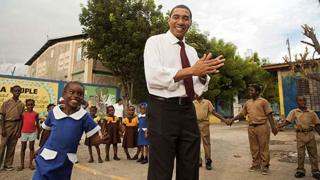 Andrew Holness with schoolchildren