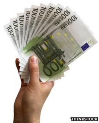 Hand holding euros