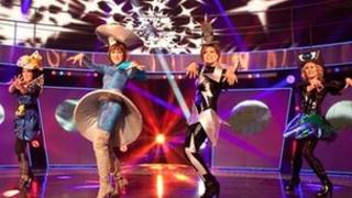 Newsreaders performing on Children in Need 2010