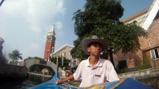 A gondola in the canals of the South China Mall in Dongguan