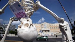 Skeleton and Greek parliament