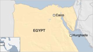 Egypt map with Hurghada