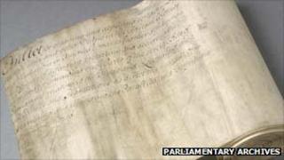 Stamp Act. Copyright: Parliamentary Archives, London, HL/PO/PU/1/1765/5G3n11
