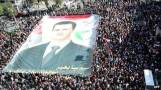 A rally in Damascus in support of President Assad, 20 November
