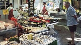 Fishmonger at Bolton Market