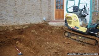 A skeleton found close to the entrance to the property in Ratley. Photo: Archaeology Warwickshire