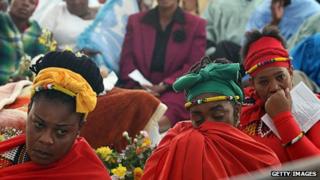 Mourners at funeral