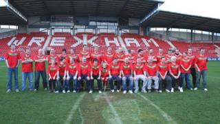 The new North Wales Crusaders "squad" lining up on the Racecourse pitch
