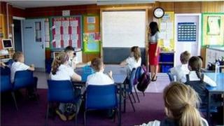 Teacher and pupils in a classroom