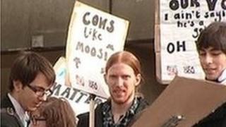 Protesters preparing for the rally