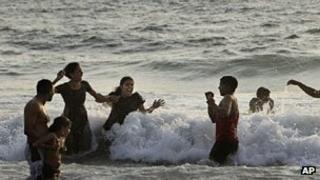 Indian tourists in Goa