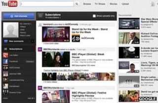 YouTube home page