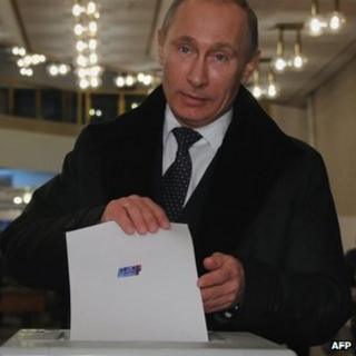 Vladimir Putin voting in Moscow, 4 December