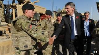 Philip Hammond in Afghanistan last month