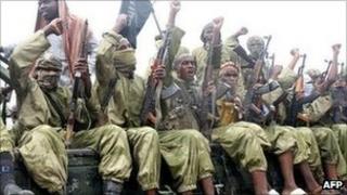 Al-Shabab fighters photographed in October 2009