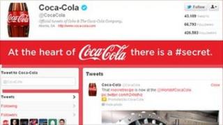 Coca-Cola brand page on the new look Twitter