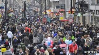 Christmas shoppers on Oxford Street in central London