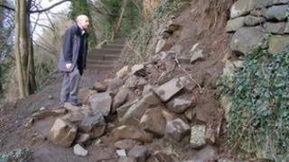 Collapsed wall