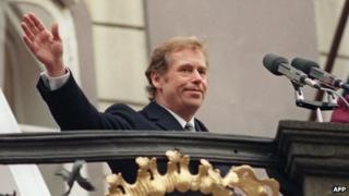 Vaclav Havel shortly after taking the oath as Czechoslovakia's president - 29 December 1989