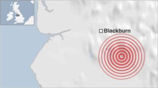 Map showing Blackburn earthquake