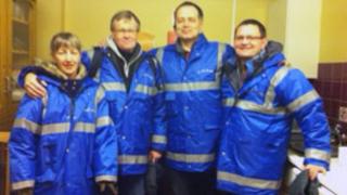Jean and John Huskinson, Wayne Pierce and Nigel Adams from the Beeston Street Angels