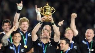 New Zealand rugby team with World Cup