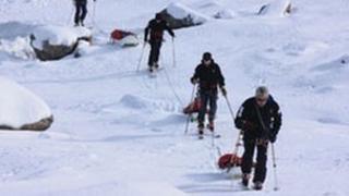 Expedition members in training