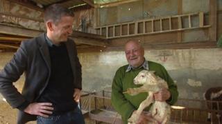 Jon Donnison, Carlos Sarras and a lamb