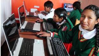 Schoolchildren in Torani at their computer class