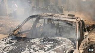 Aftermath of bomb attack near Abuja on 25 Dec