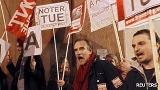 Protesters against the S&P downgrade