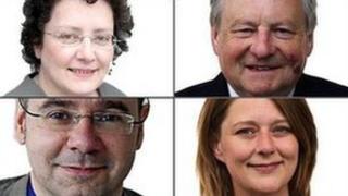 Elin Jones, yr Arglwydd Dafydd Elis Thomas, Leanne Wood a Simon Thomas