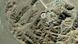 Satellite image showing the Iranian nuclear facility of Fordo in 2009