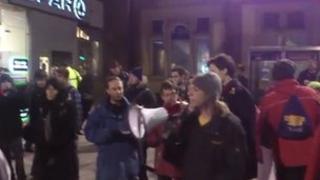 Protesters outside the Town Hall